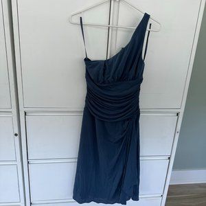 Slate Blue, One-Shoulder, BCBGMAXAZRIA Party Dress, Size M